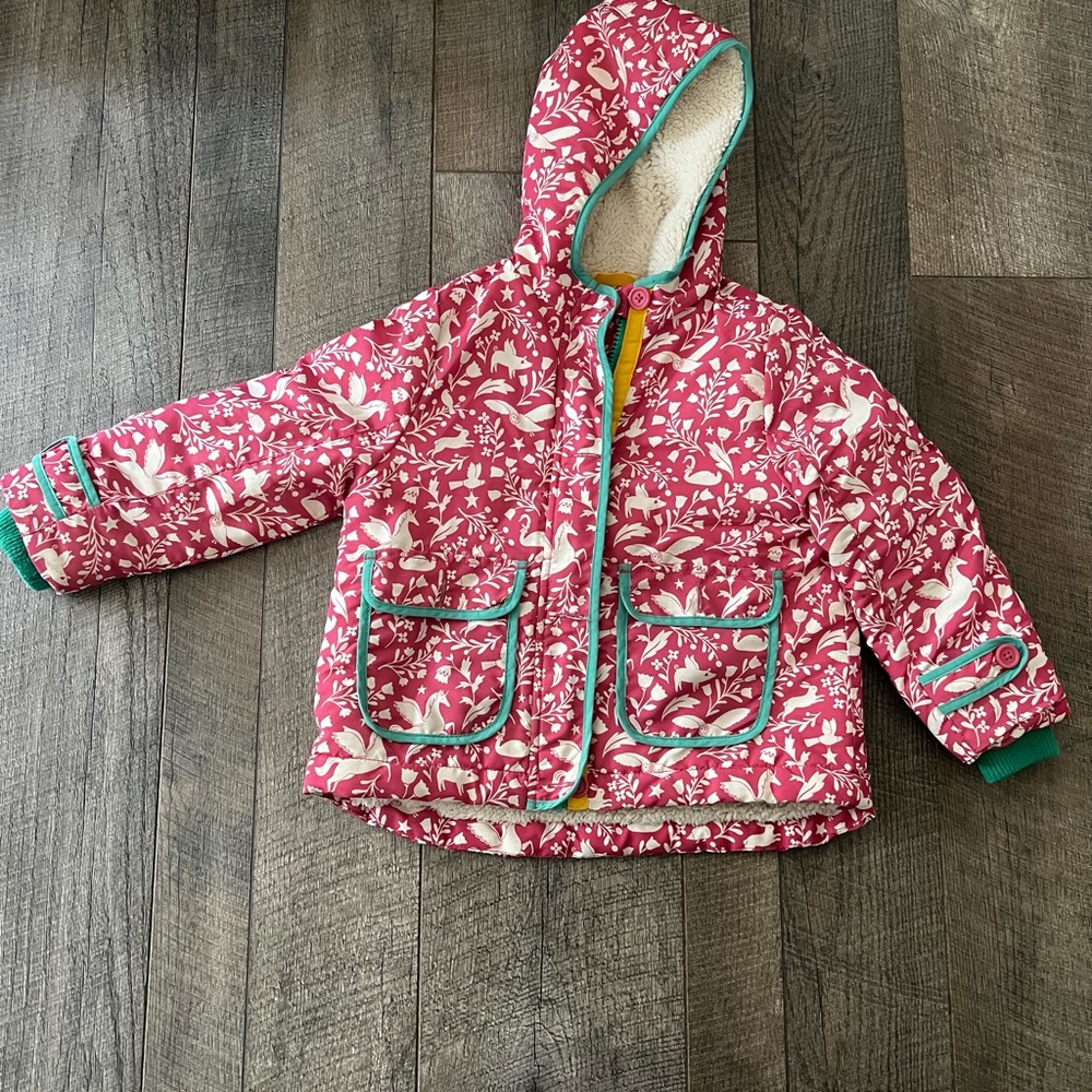Boden Floral Pink Kids Jacket with Hood